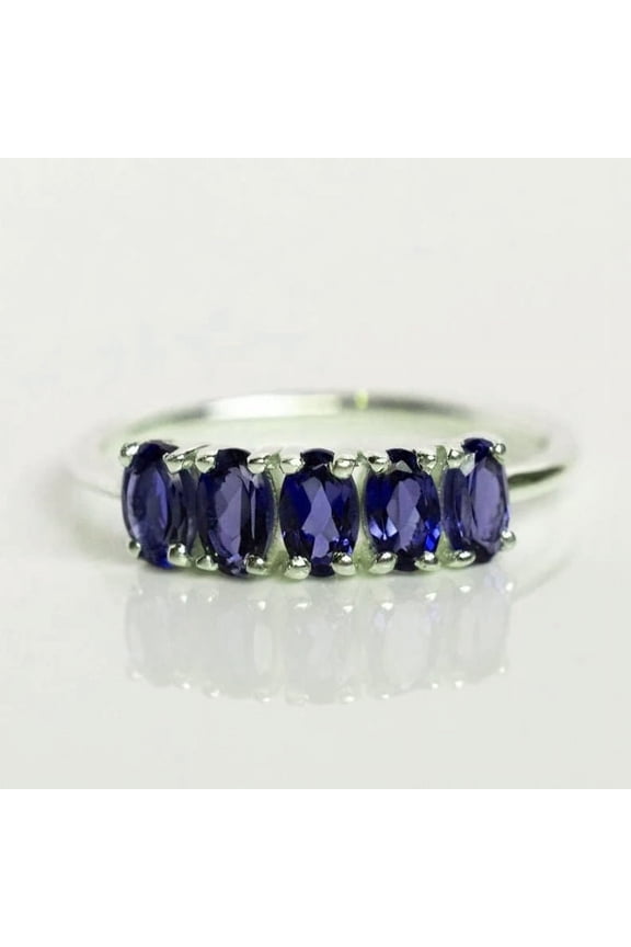 925 Sterling Silver Blue Created Sapphire and Lab Grown Ring for Women. All Size's Available.