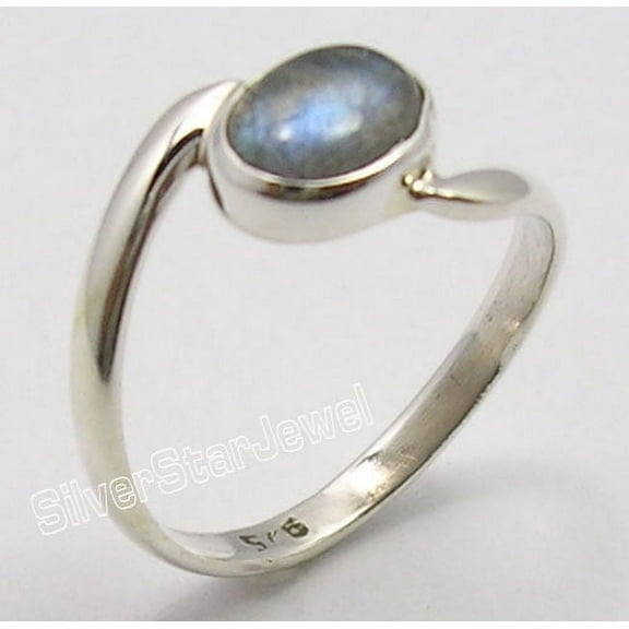 925 Sterling Silver Blue Fire Labradorite Gem Latest Style Unisex Ring Size 9.5