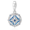 thumbnail image 1 of 925 Sterling Silver Blue Glitter Enamel Compass Dangle Charm Bead for Bracelet Charms Bangle Pendant Jewelry, 1 of 5