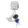 thumbnail image 1 of 925 Sterling Silver Blue Heart CZ Astronaut Dangle Charm for Bracelet Charms Bangle Pendant Jewelry, 1 of 3