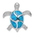 thumbnail image 1 of 925 Sterling Silver Blue Inlay Created Opal Turtle Shaped Pendant, 1 of 2
