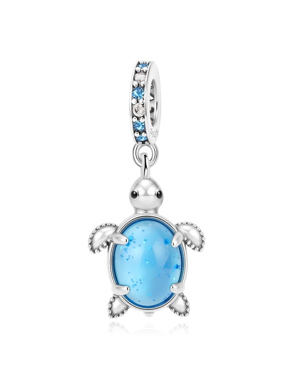 925 Sterling Silver Blue Ocean Turtle Dangle Charm for Bracelet Charms Bangle Pendant Jewelry