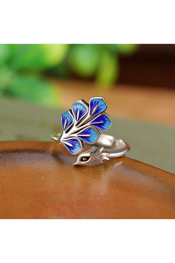 New 925 Sterling Silver Blue Peacock Wedding Rings For Women Engagement Wedding Fine Jewelry Jewellery