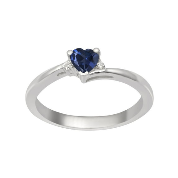 925 Sterling Silver Blue Sapphire 4MM Heart Shape Dainty Valentines Day Gifts Ring