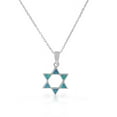 thumbnail image 1 of 925 Sterling Silver Blue Simulated Opal Star of David Pendant Necklace, 18", 1 of 4