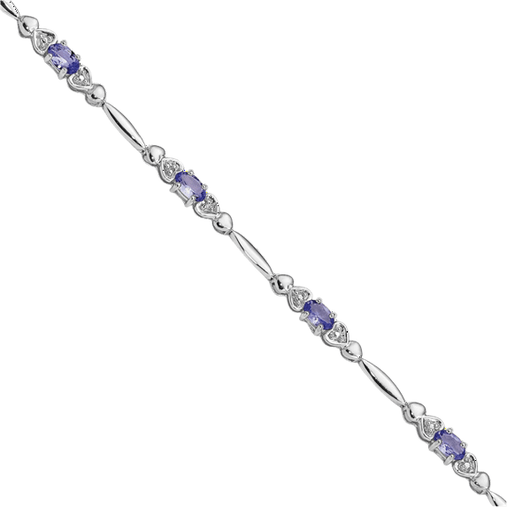 925 Sterling Silver Blue Tanzanite Diamond Chain Tennis Charm Bracelet