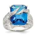 thumbnail image 1 of 925 Sterling Silver Blue and Clear Cubic Zirconia Ring Size 7, 1 of 7