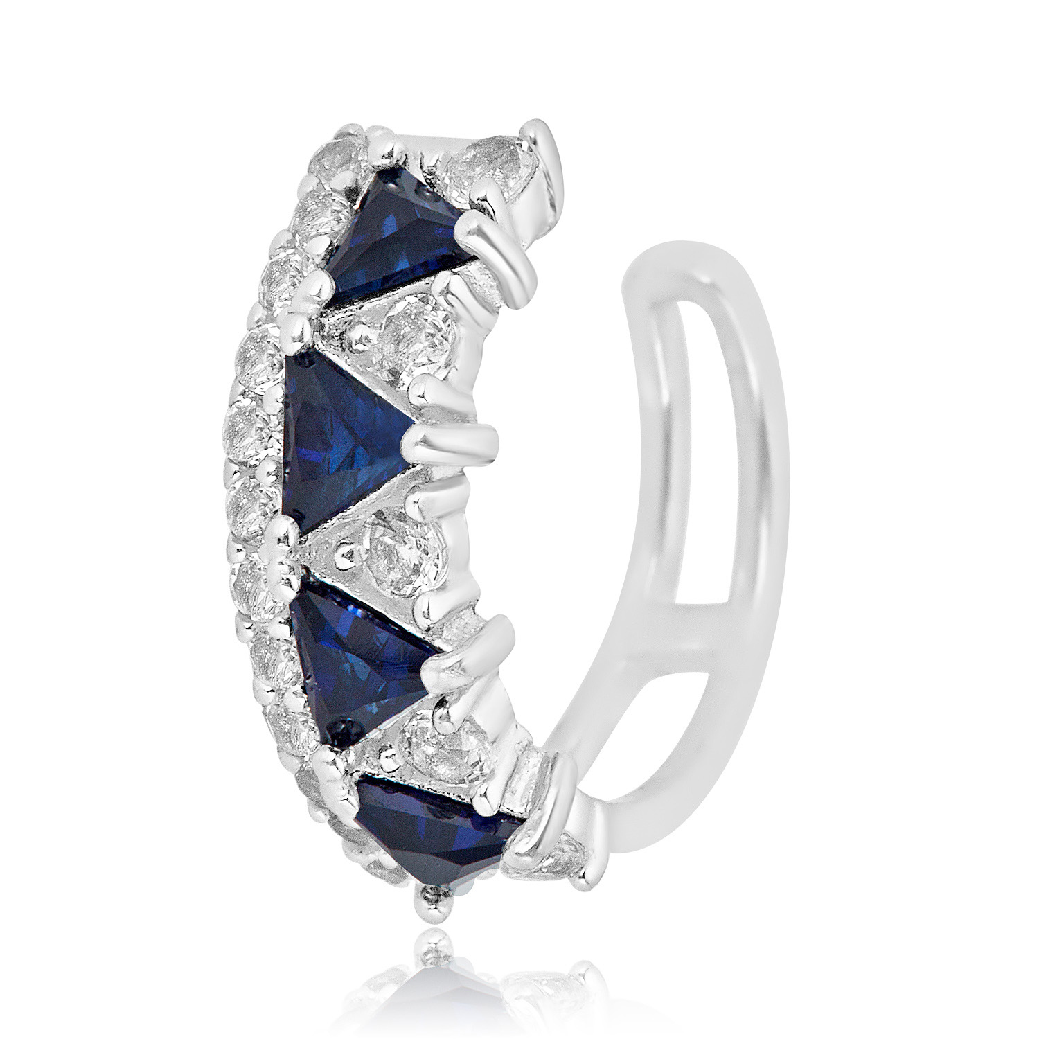 AVORA 925 Sterling Silver Cubic Zirconia CZ Double Row Ear Cuff - Picture 5 of 16