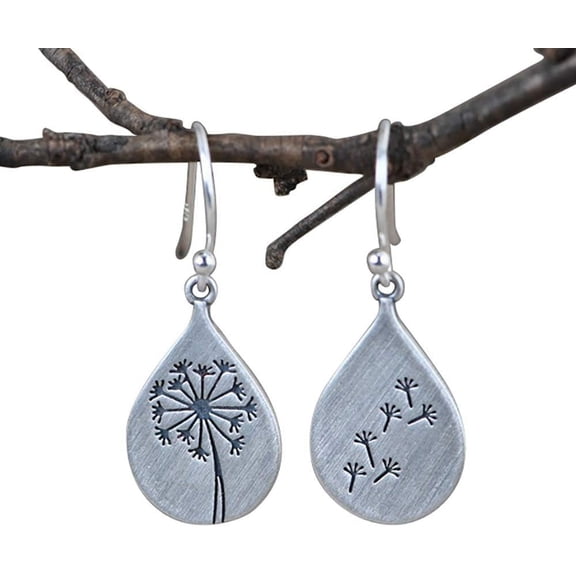 925 Sterling Silver Boho Dandelion Drop Dangle Earrings for Women Teardrop Water Drop Flower Mountain Tree Heart Stud Dangle Earrings Jewelry Birthday Gifts for Mom Lover Daughter