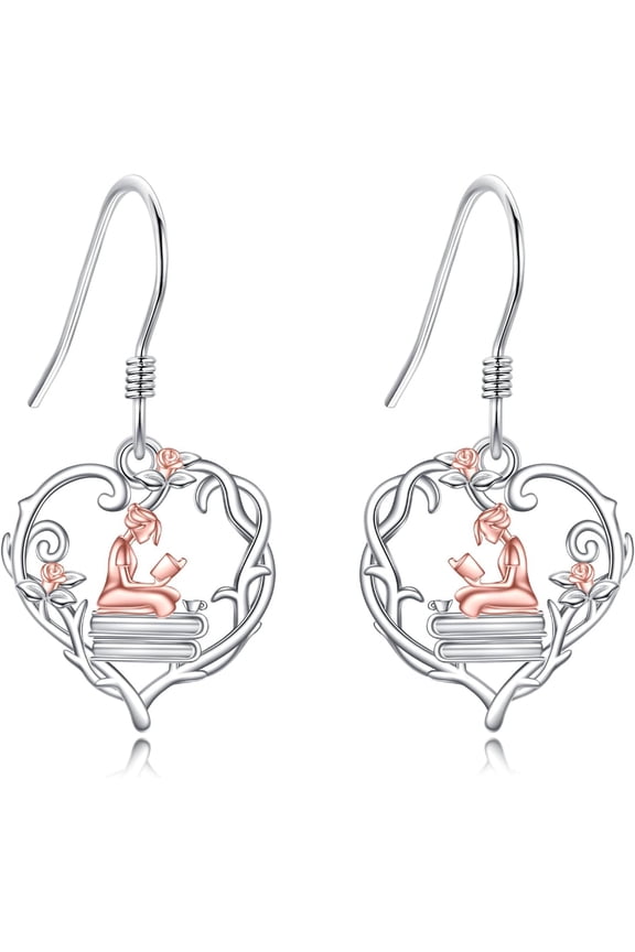 925 Sterling Silver Book/Animal/Flower Drop Dangle Earrings Earring Hypoallergenic Jewelry for Christmas Graduation Mother's Day Birthday