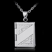 925 Sterling Silver Book Locket Pendant Necklace Photo Box Chain L3J3 I5U7 Love Snake R5M4 X5K0
