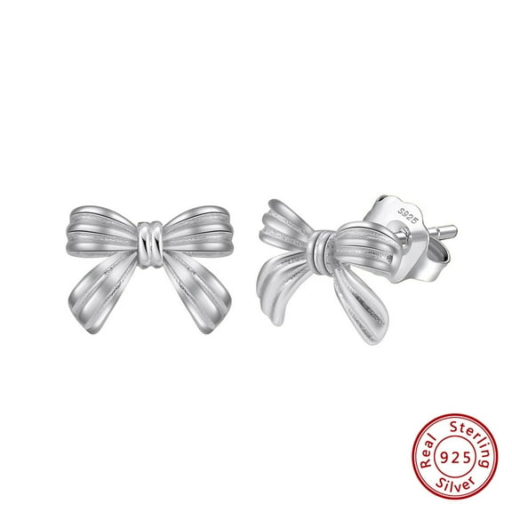 925 Sterling Silver Bow Knot Stud Earrings for Women, 14K Gold Plated or White Gold Plated Ribbon Earrings, Hypoallergenic Handmade Jewelry Gift for Women, Birthday, Anniversary