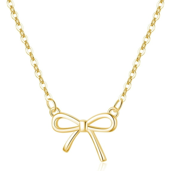 925 Sterling Silver Bow Necklace Choker for Women Mother Wife Bow Ribbon Pendant Necklace Chain Minimalist