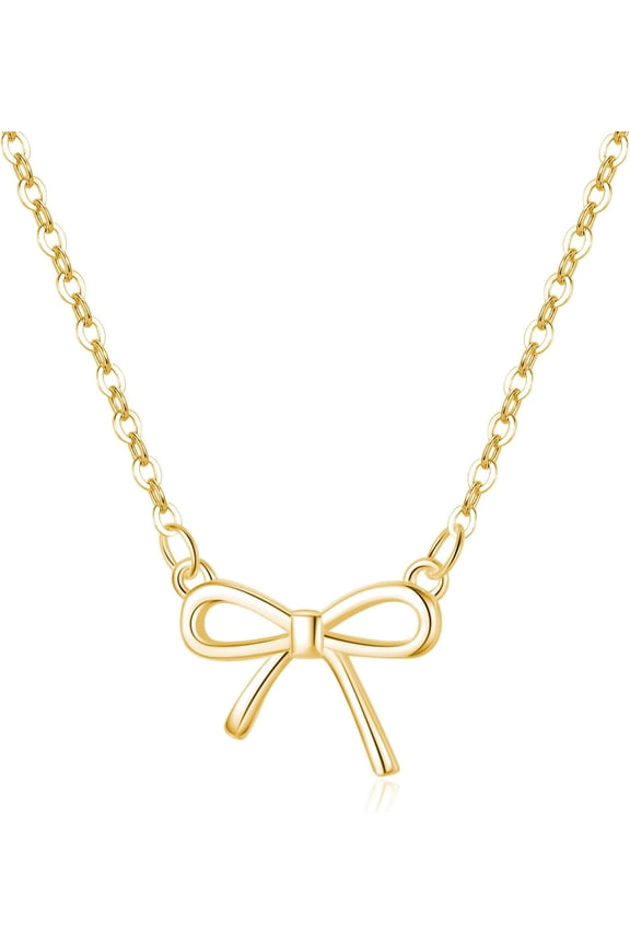 925 Sterling Silver Bow Necklace Choker for Women Mother Wife Bow Ribbon Pendant Necklace Chain Minimalist
