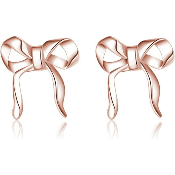 925 Sterling Silver Bow Stud Earrings for Women Teens Bow Ribbon Earrings Stud Bowknot Earrings
