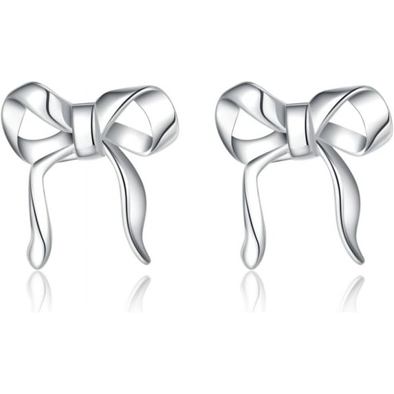 925 Sterling Silver Bow Stud Earrings for Women Teens Bow Ribbon Earrings Stud Bowknot Earrings