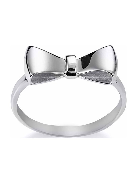 925 Sterling Silver Bow Tie Ribbon Ring (Size 8.25)