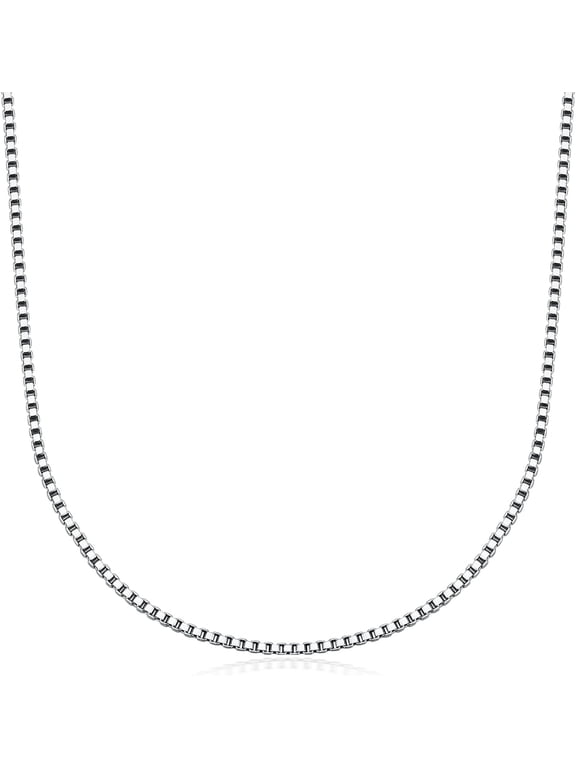 925 Sterling Silver Box Chain 0.8MM 1MM 1.5MM 2MM 3MM Italian Box Chain Necklace for Women Men 18, 20, 22, 24, 26 Inches