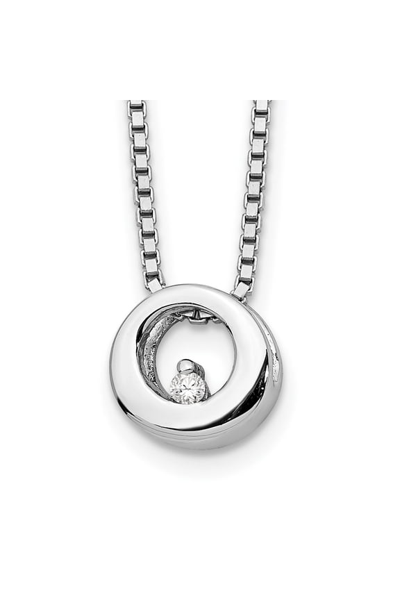 925 Sterling Silver Box Diamond Necklace Chain White Ice 18 Inch Open Circle with 2 Extender 20 9 mm