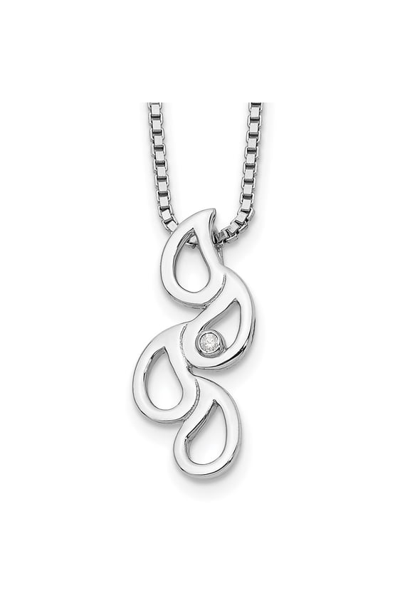 925 Sterling Silver Box Diamond Necklace Chain White Ice 18 Inch Raindrop Slide 20 mm