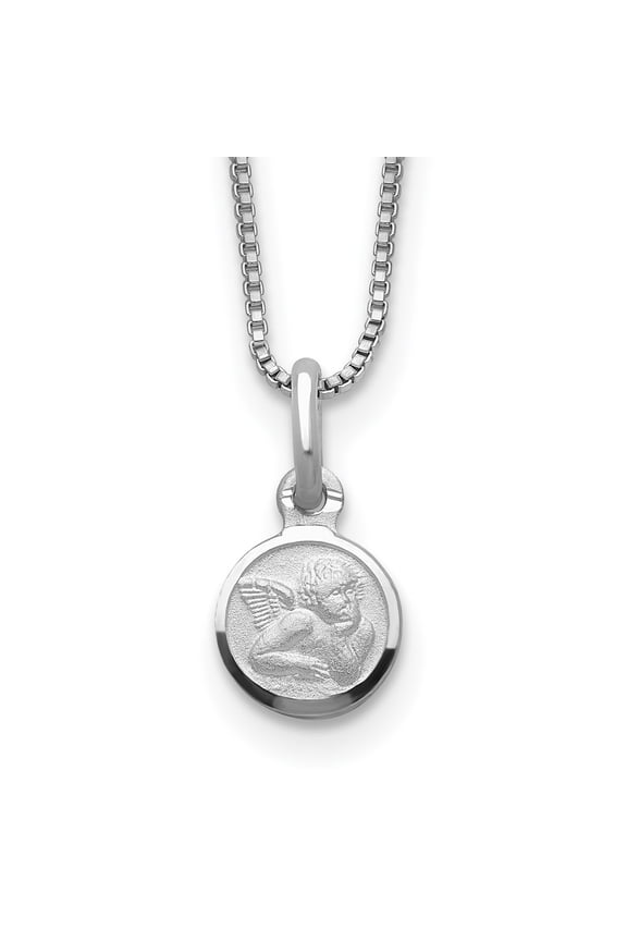 925 Sterling Silver Box Necklace with Pendants Chain Satin Angel 14 inch Pink Gift Pouch mm