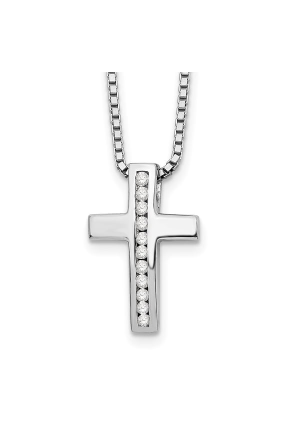 925 Sterling Silver Box Necklace with Pendants Chain White Ice 18 Inch Diamond Cross Slide Pendant 2 Extender 20 10.5 mm