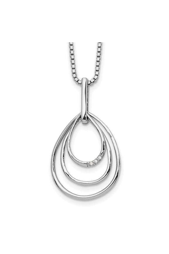 925 Sterling Silver Box Necklace with Pendants Chain White Ice 18 Inch Diamond Fancy Teardrop 2 Extender 20 17 mm