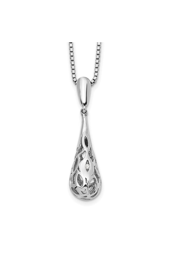 925 Sterling Silver Box Necklace with Pendants Chain White Ice 18 Inch Diamond Filigree Teardrop 2 Extender 20 8 mm