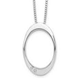 thumbnail image 1 of 925 Sterling Silver Box Necklace with Pendants Chain White Ice 18 Inch Diamond Open Oval 2 Extender 20 19 mm, 1 of 7
