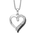 thumbnail image 1 of 925 Sterling Silver Box Necklace with Pendants Chain White Night Black and Diamond Heart 2 Inch Extender 18 19 mm, 1 of 5