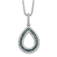 thumbnail image 1 of 925 Sterling Silver Box Necklace with Pendants Chain White Night Blue and Diamond Teardrop 18 Inch 2 Extender 14.5 mm, 1 of 6