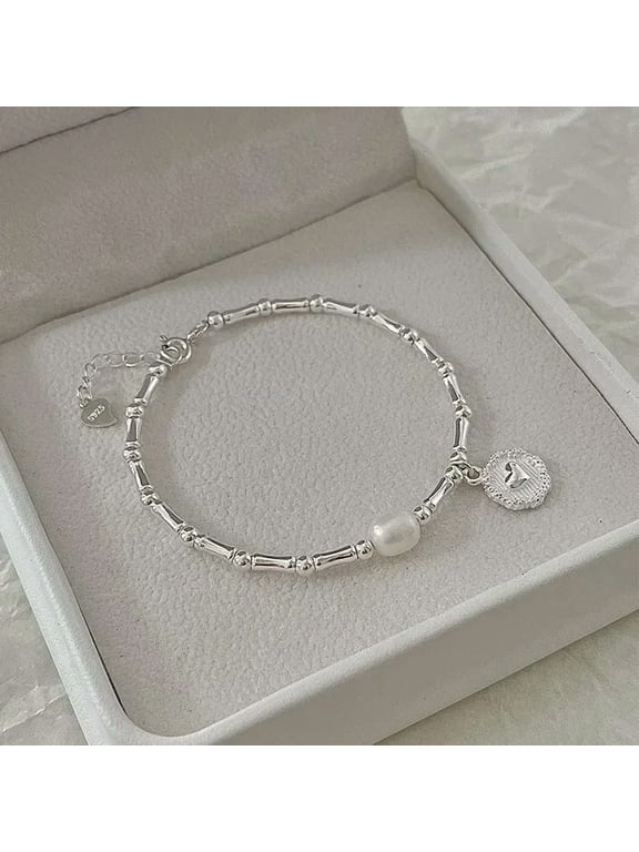 925 Sterling Silver Plated Bracelet for Women , Fashion Luxury Design Bead Charm Bracelet Jewelry Party Gifts for Women