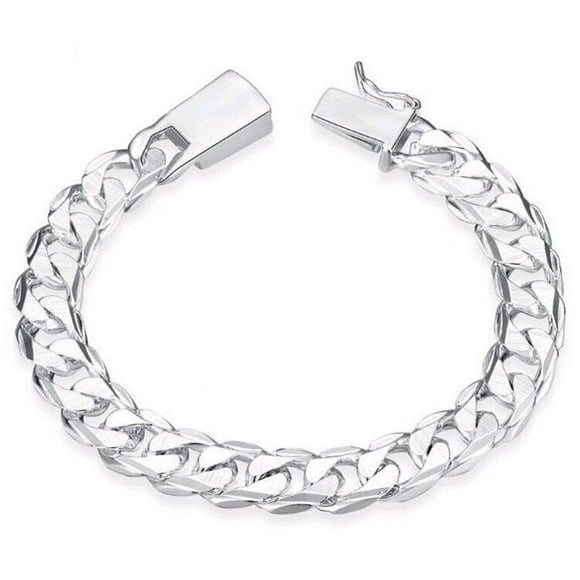 925 Sterling Silver Bracelet for Men Jewelry Heavy Thick Cuban Link Chain Bangle