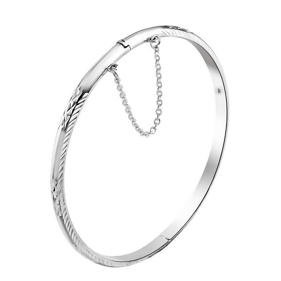 925 Sterling Silver Bracelets For Women Diamond Cut Bangles Cuff Jewelry Cute Women 7.5" Birthday Christmas Gifts