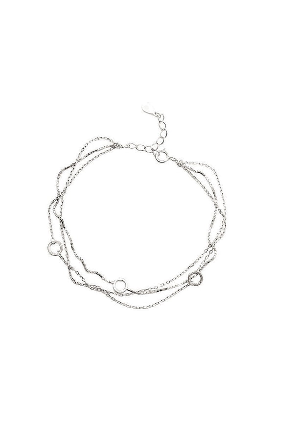 925 Sterling Silver Bracelets for Women, Fashion Adjustable Slider Unique S925 Bracelet Jewelry For Wedding Gifts Multi-layer Circle