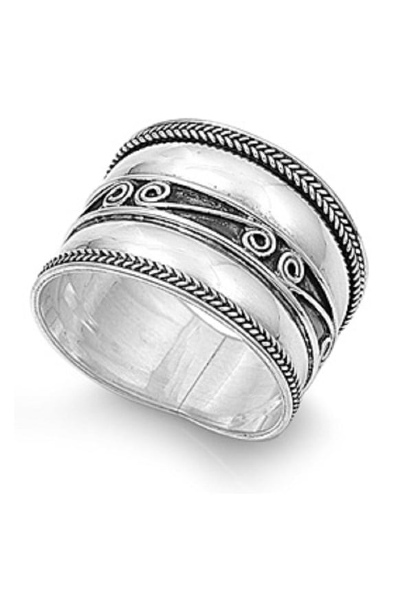 925 Sterling Silver Braid Edges Op Art Artisan Bali Ring Size 7