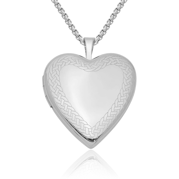 925 Sterling Silver Braided Edge Heart Personalized Photo Locket Necklace Picture Pendant Charm