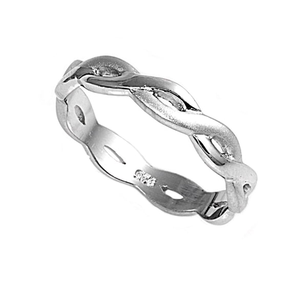 925 Sterling Silver Braided Eternity Ring Size 9