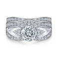 thumbnail image 1 of 925 Sterling Silver Bridal Ring Sets， 1.2CT CZ Engagement Promise Rings V Curved Wedding Bands for Women, 1 of 6