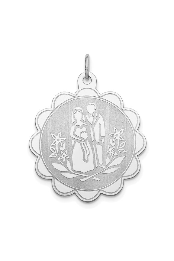 925 Sterling Silver Bride and Groom Disc Charm Pendant Fine Jewelry For Women Gifts For Her
