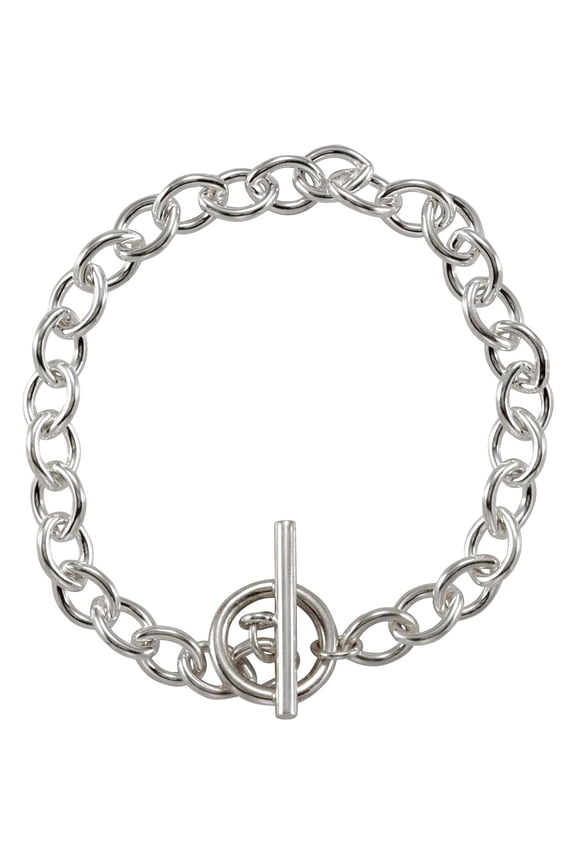 925 Sterling Silver Bright Silver 8 Inch Polished Toggle Bracelet Link Bracelet for Women
