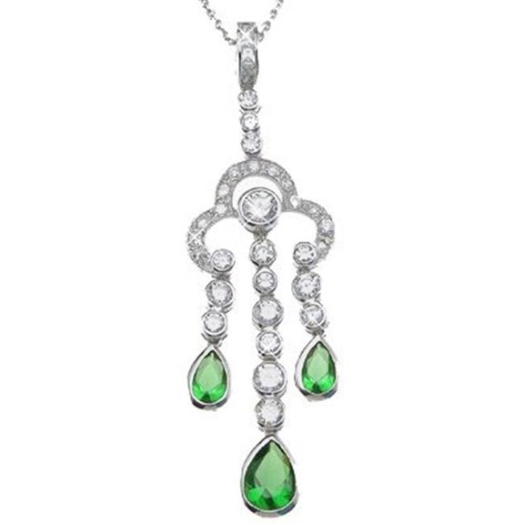 925 Sterling Silver Brilliant Antique Style Bezel Pendant, Rhodium Finish