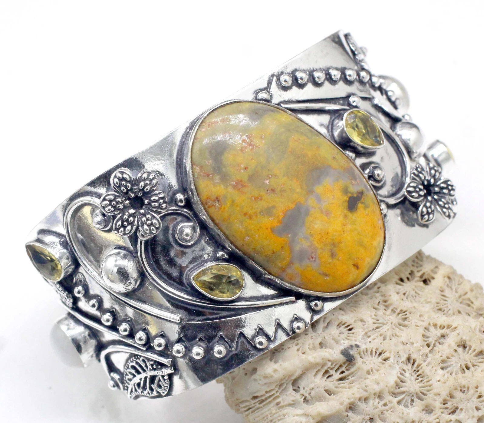 Bumblebee Jasper & Gold Alchemia Cuff Bracelet – Moon Bear  Handmade Bumblebee Jasper Adjustable Bracelet Cuff main image 2