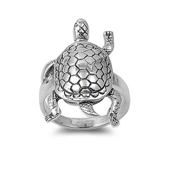 925 Sterling Silver Burden Bearer Tortoise Ring Size 5