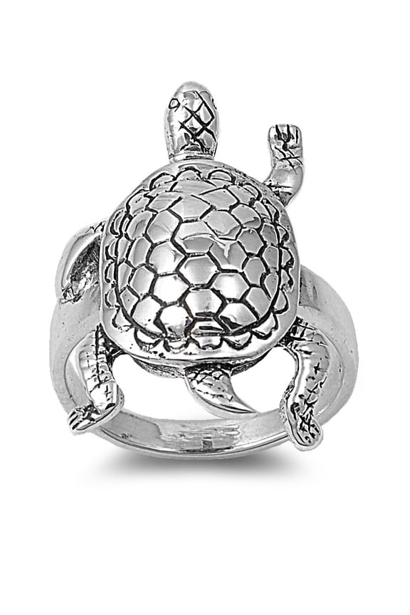 925 Sterling Silver Burden Bearer Tortoise Ring Size 6