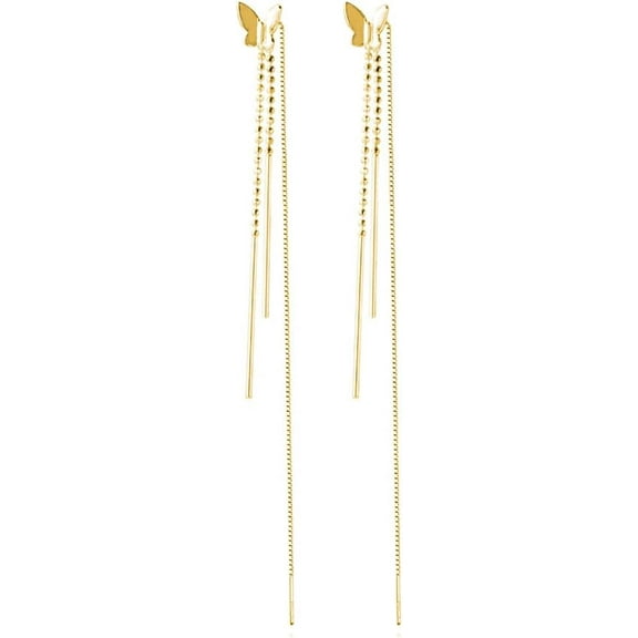 925 Sterling Silver Butterfly Dangle Earrings for Women Teens Butterfly Dangle Earrings Threader Earrings Line Tassel Chain