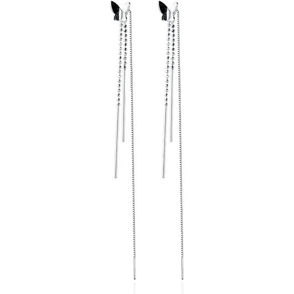 925 Sterling Silver Butterfly Dangle Earrings for Women Teens Butterfly Dangle Earrings Threader Earrings Line Tassel Chain