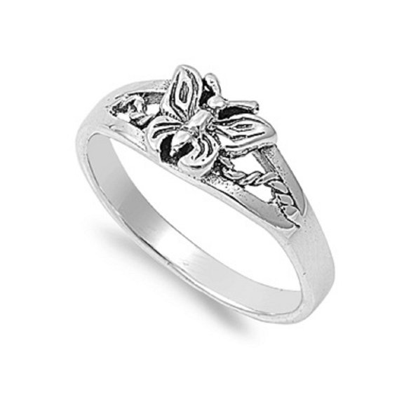925 Sterling Silver Butterfly Petite Rings Size 5