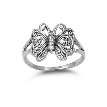 925 Sterling Silver Butterfly Ring Size 10