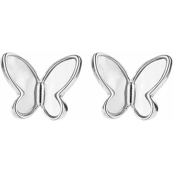 925 Sterling Silver Butterfly Studs Earrings for Women Mother of Pearl Butterfly Studs Earrings